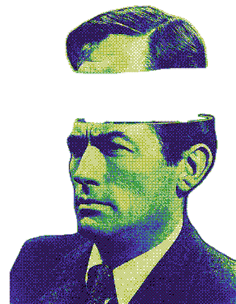 Colorful dithered portrait artwork